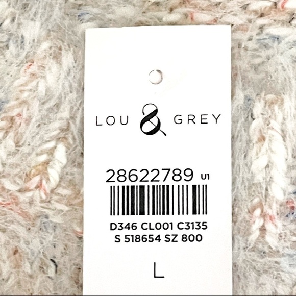 Lou & Grey Fuzzy Super Soft Marled Ivory Cream Pullover Sweater Size L NWT - Picture 8 of 10
